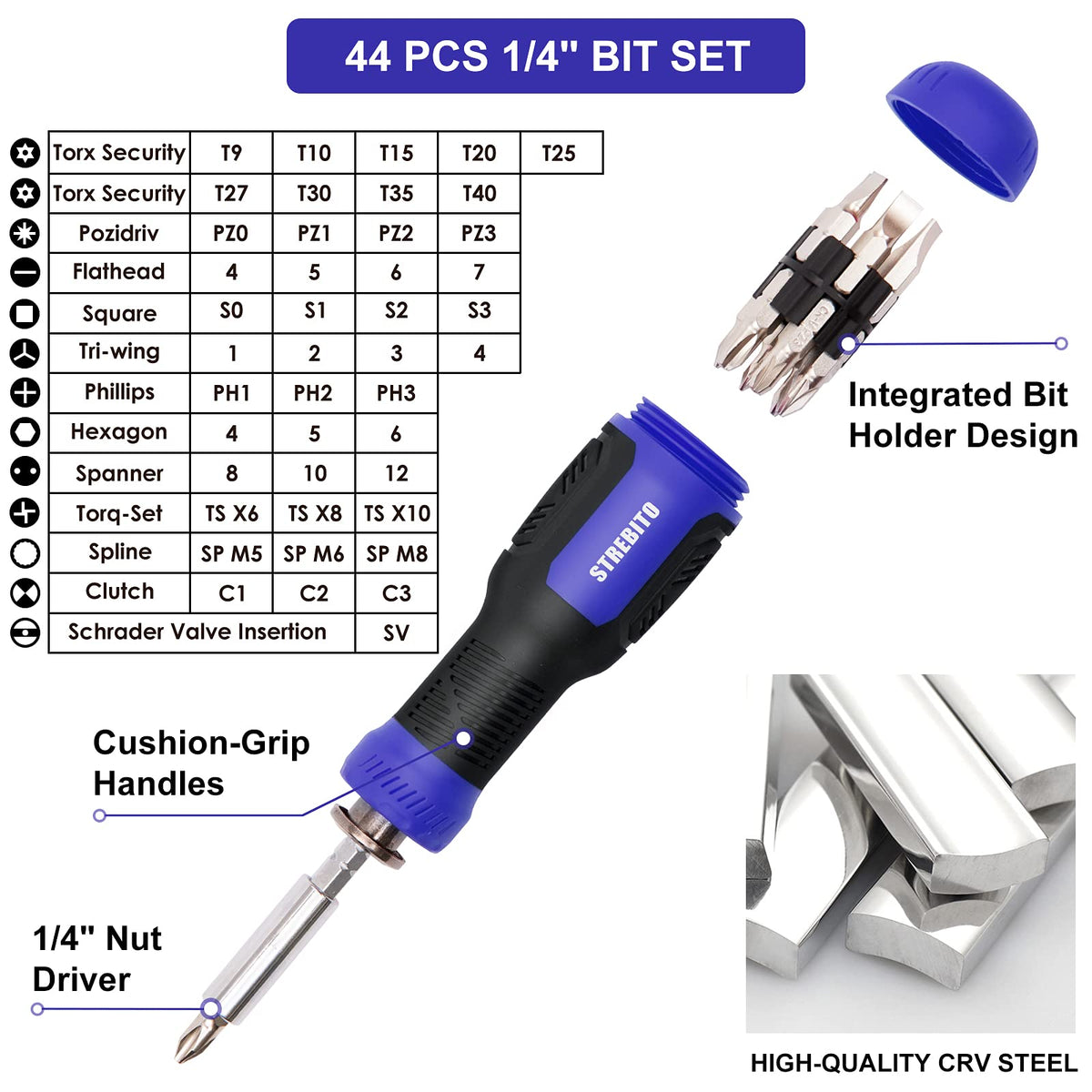 STREBITO four-millimeter bits collection for electronics repairs