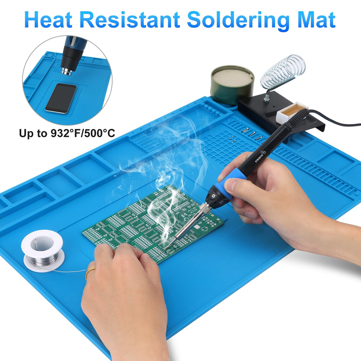 STREBITO silicone soldering mat surface heat resistant up to 932 degrees Fahrenheit