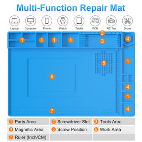 STREBITO silicone soldering mat highlighting magnetic zones for metal components