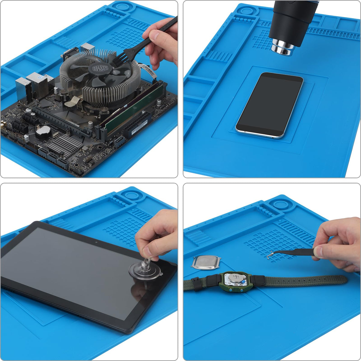 STREBITO silicone soldering mat has non-magnetic zones to protect precision parts