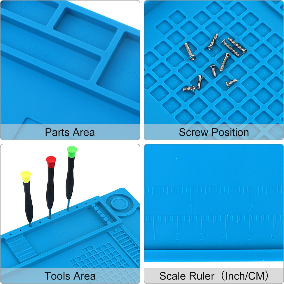 STREBITO silicone soldering mat with three magnetic zones to secure parts during work