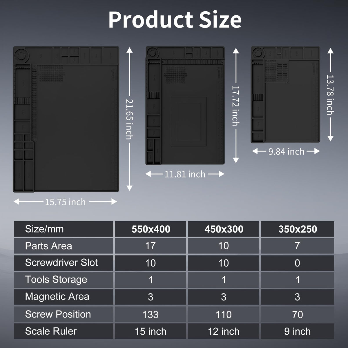 STREBITO mat measures 17.72 by 11.81 inches for ample workspace.