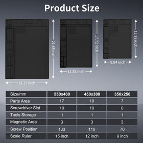 STREBITO mat measures 17.72 by 11.81 inches for ample workspace.