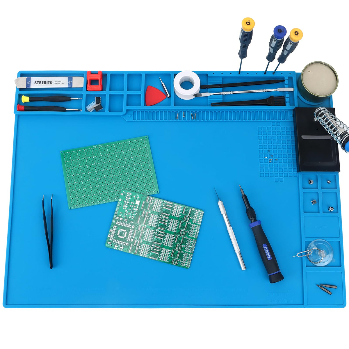 STREBITO soldering mat large zone layout for organized workspaces
