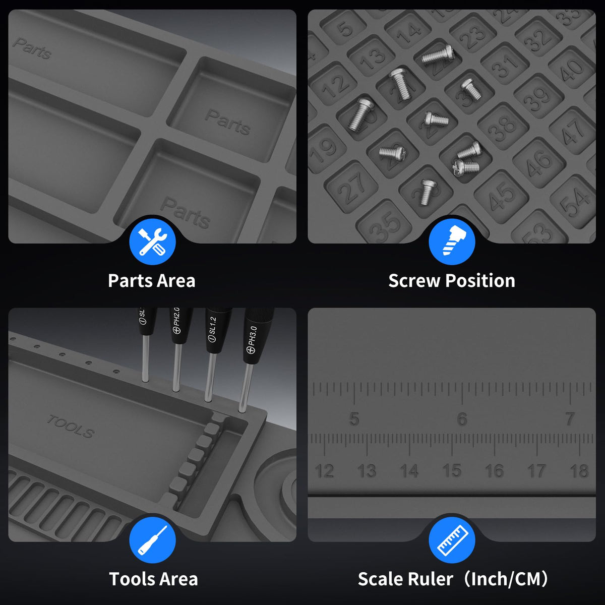STREBITO soldering mat large raised edges prevent small parts from rolling away