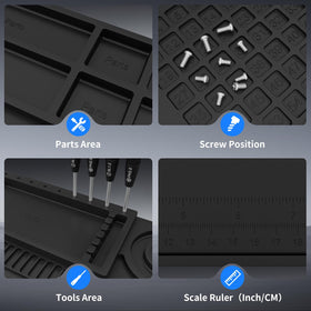 STREBITO mat during RC drone maintenance with small parts organized