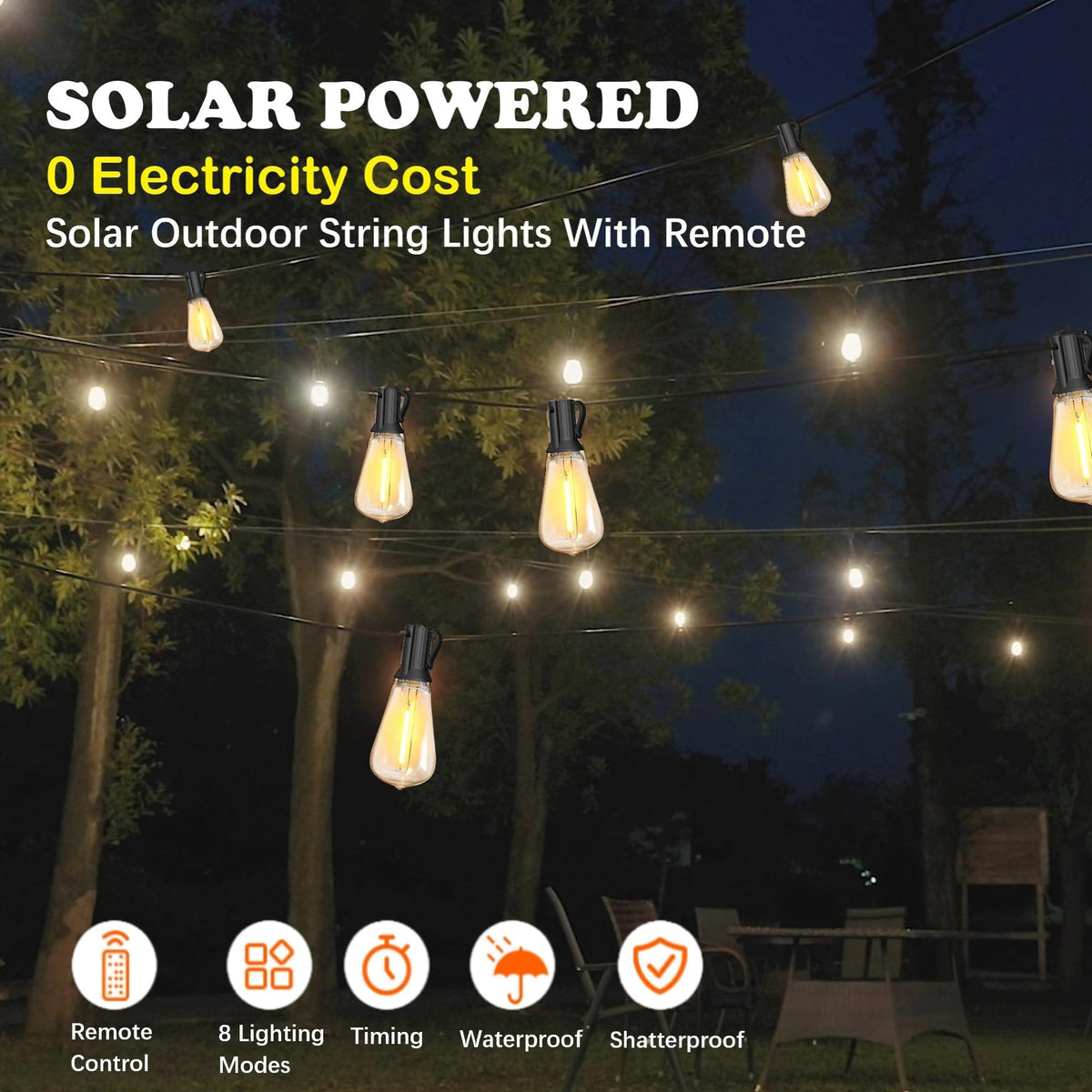Stright solar string with remote control for easy ambiance