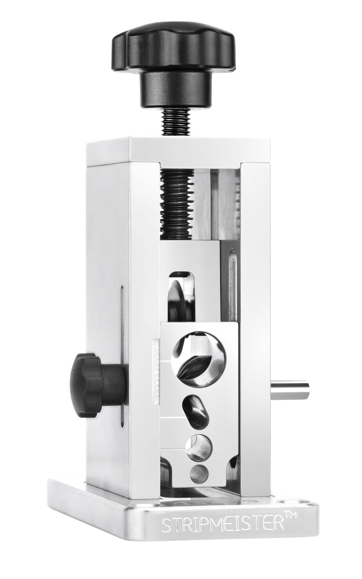 STRIPMEISTER Original front view—durable drill-powered wire stripper for copper wires.