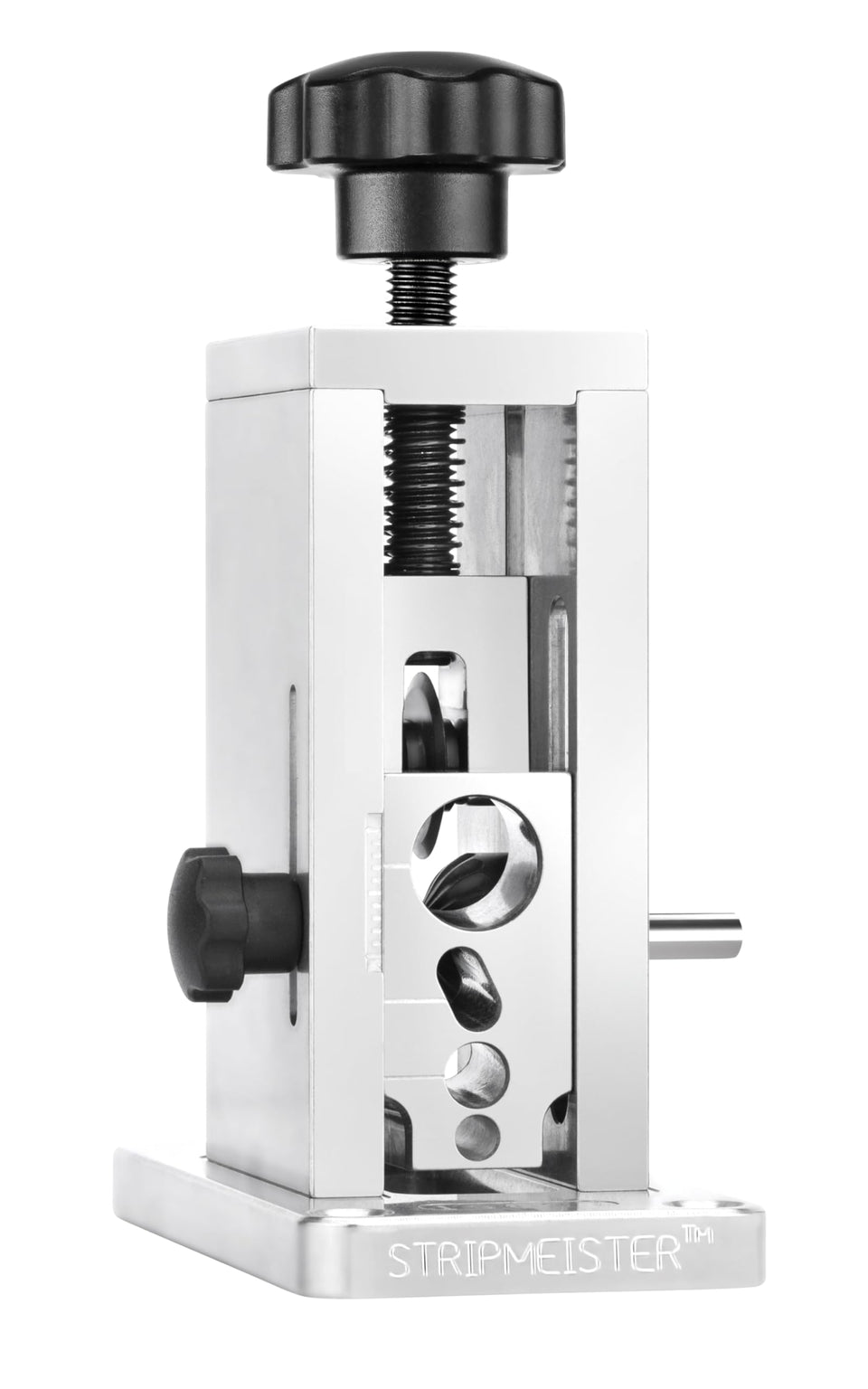 STRIPMEISTER Original front view—durable drill-powered wire stripper for copper wires.