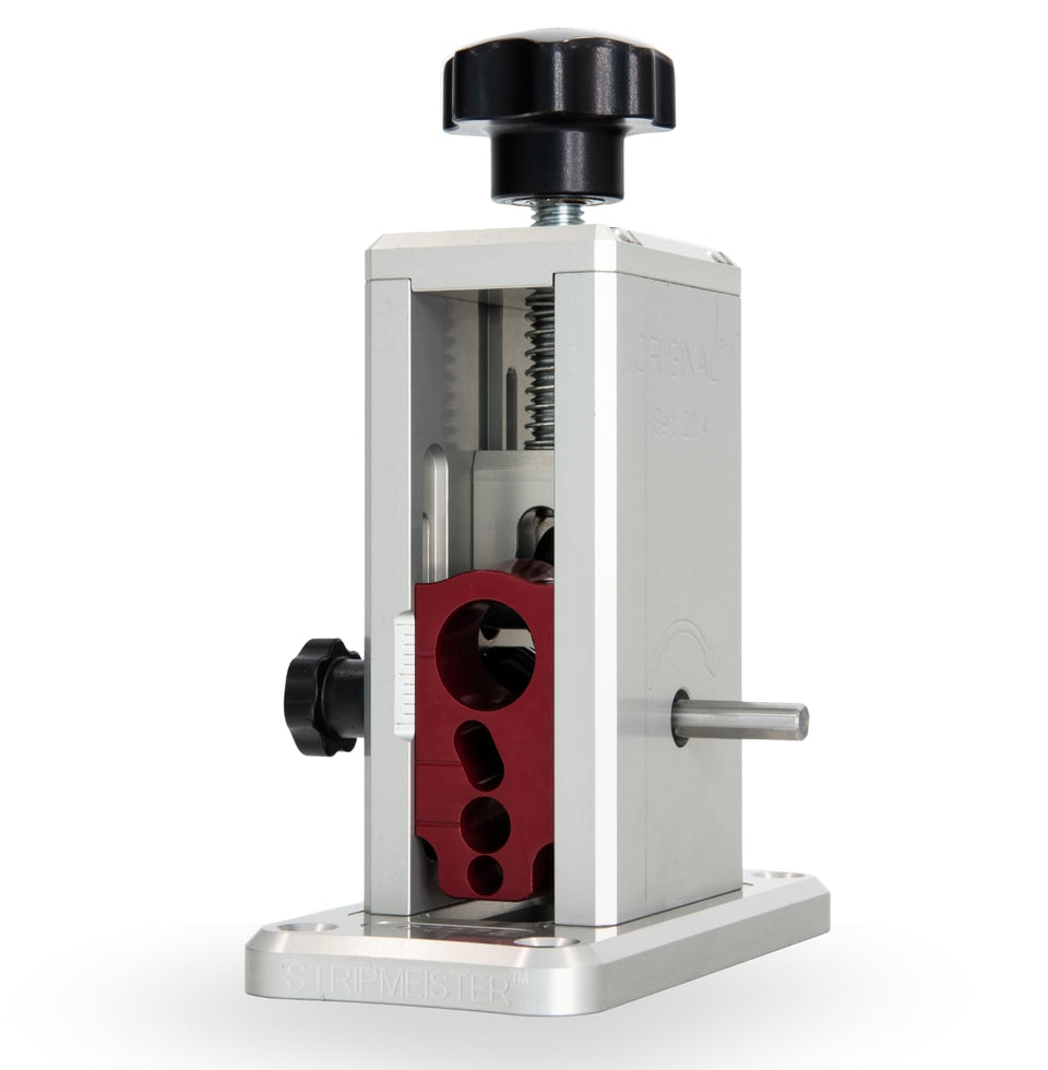 StripMeister Original Pro front-view drill-powered copper wire stripping.