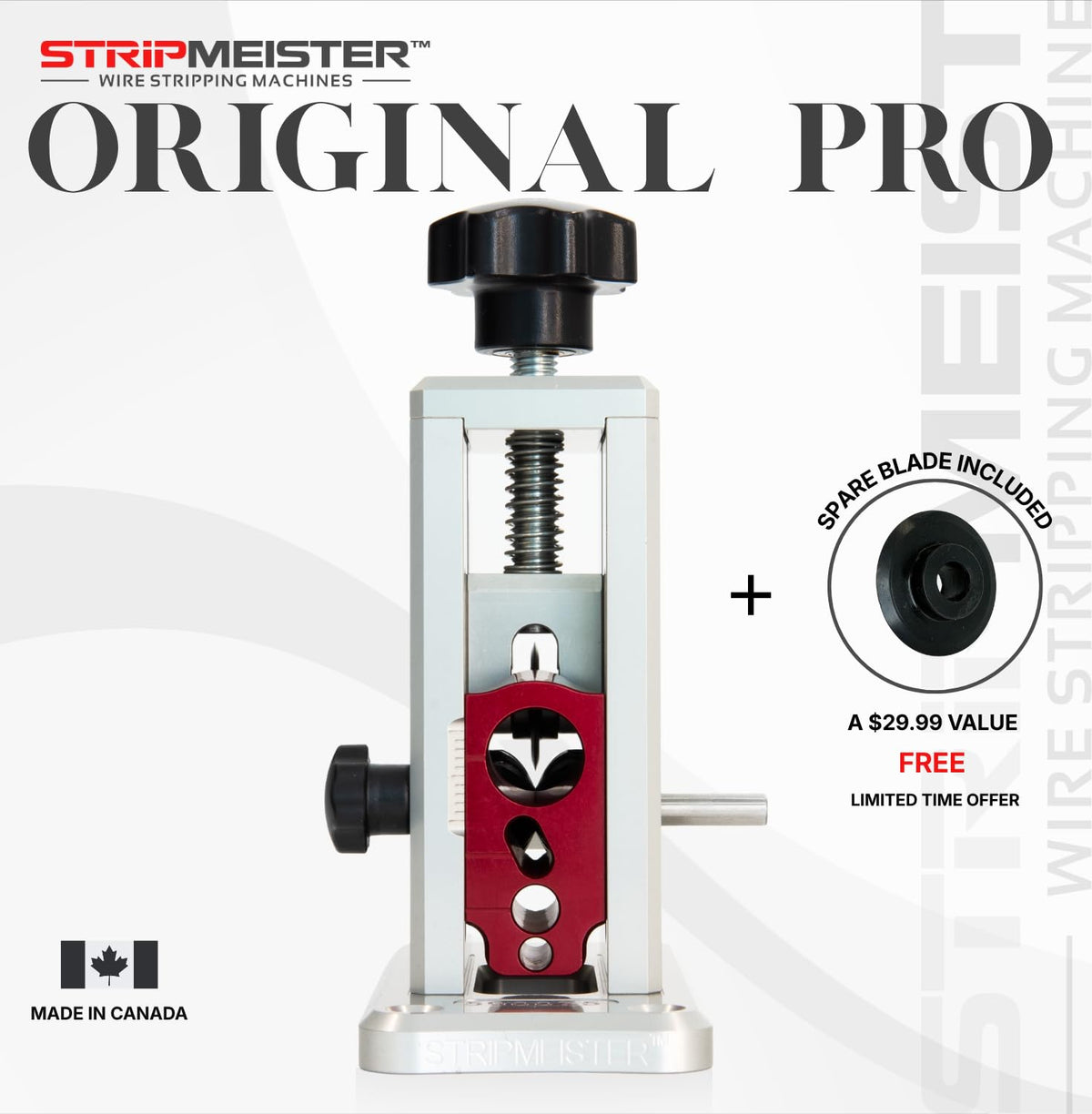 StripMeister Original Pro ultra grip feeder close-up showing jam-free feeding.