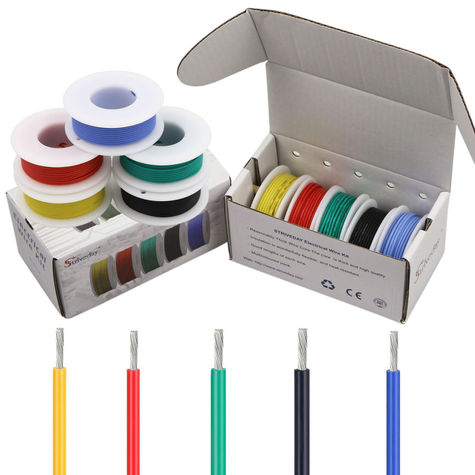 Striveday 30AWG silicone wire in black for precise DIY electronics wiring