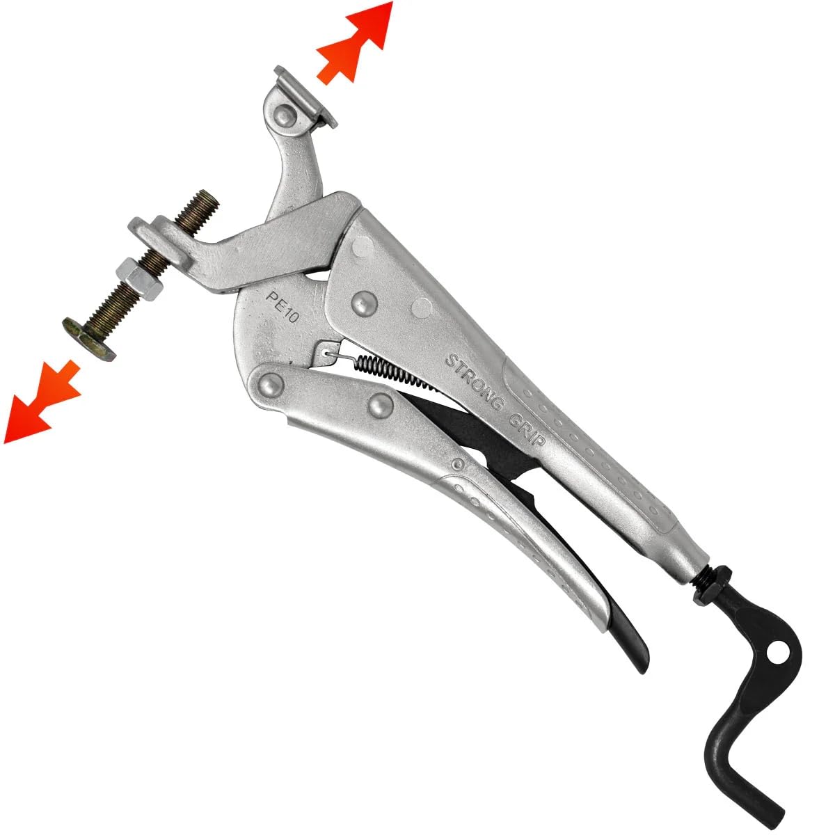 Strong Hand Tools Expand-O Pliers reverse-action design enables flexible clamping.