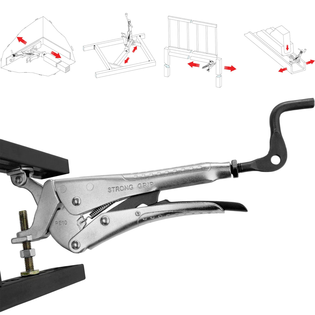 Strong Hand Tools Expand-O Pliers V-Pads adapt to round or flat surfaces.