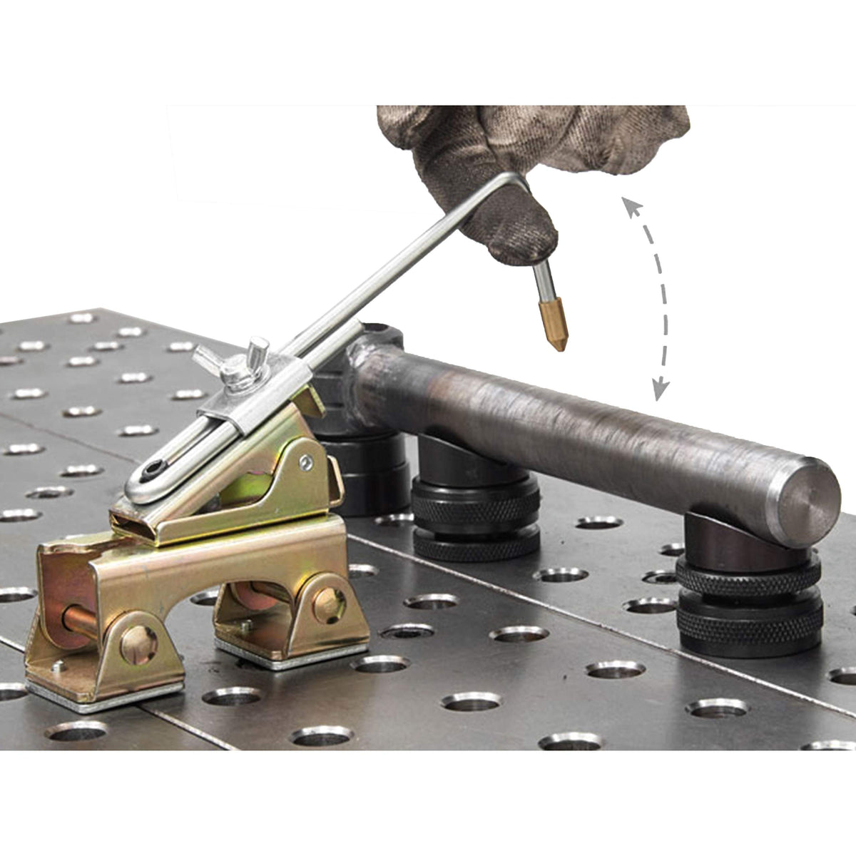 Strong Hand Tools Grasshopper spring-loaded arm adjusts for repetitive holding tasks