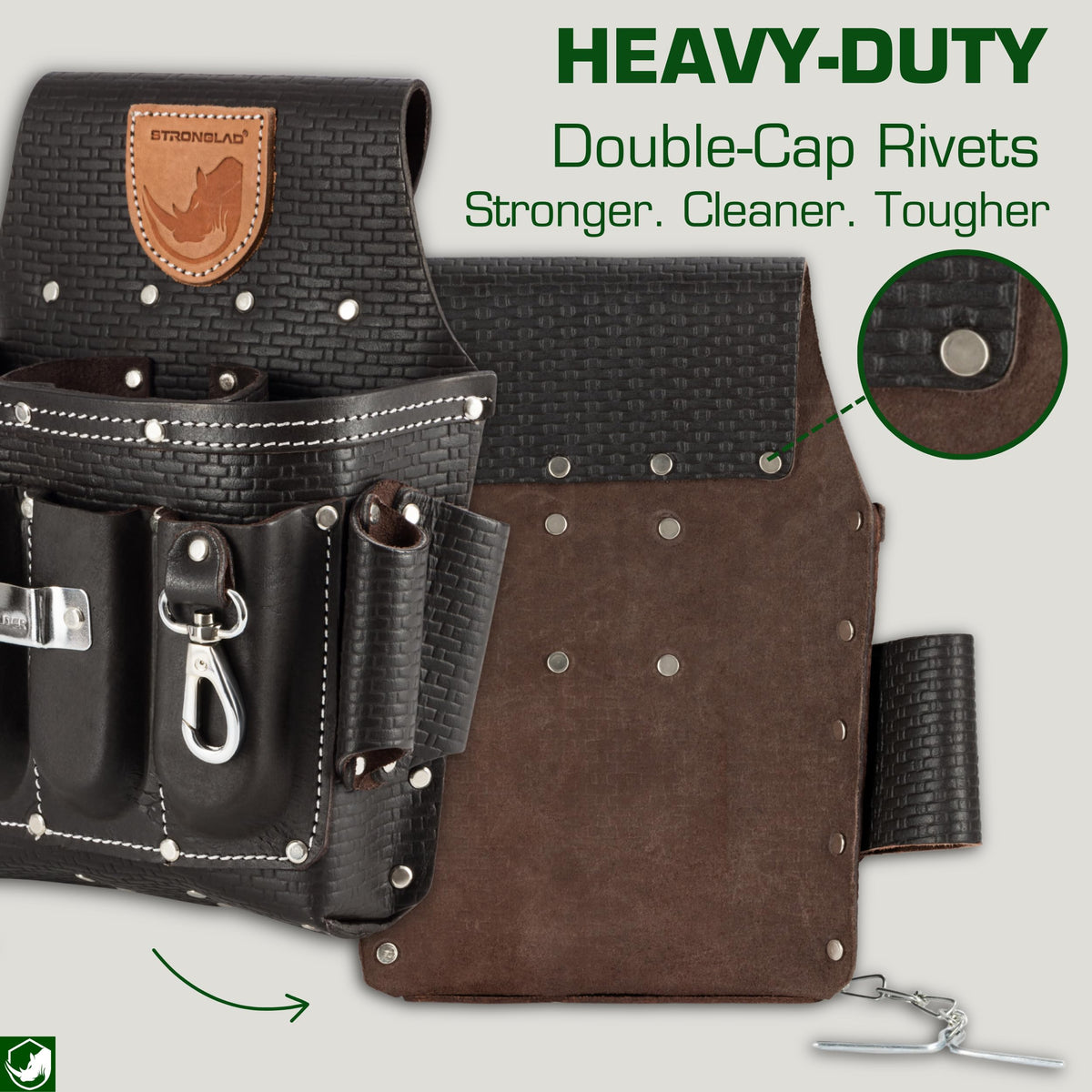STRONGLAD reinforced stitching and rivets bolster durability under daily use.