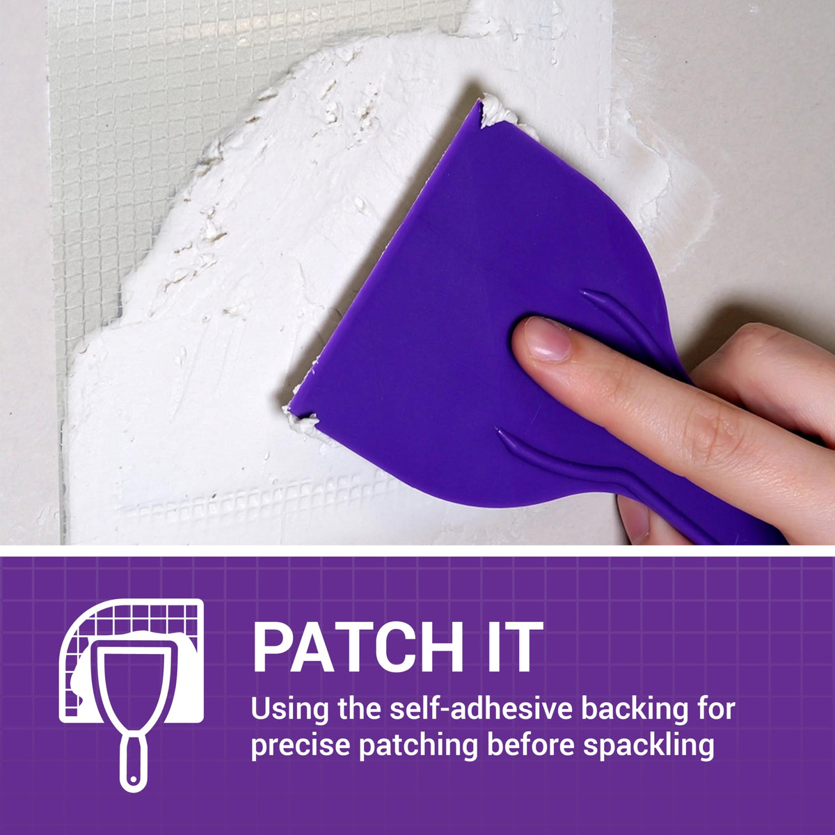 StrongPatch 6x6 patch creates a smooth wall surface after repair.