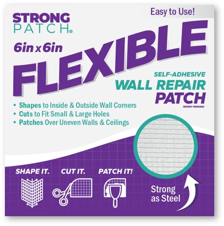 StrongPatch 6x6 patch on wall covering a hole for a clean finish.