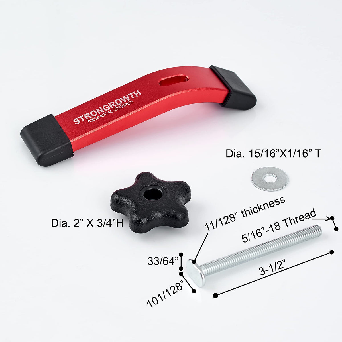 STRONGROWTH red anodized aluminum clamp resists rust in workshop
