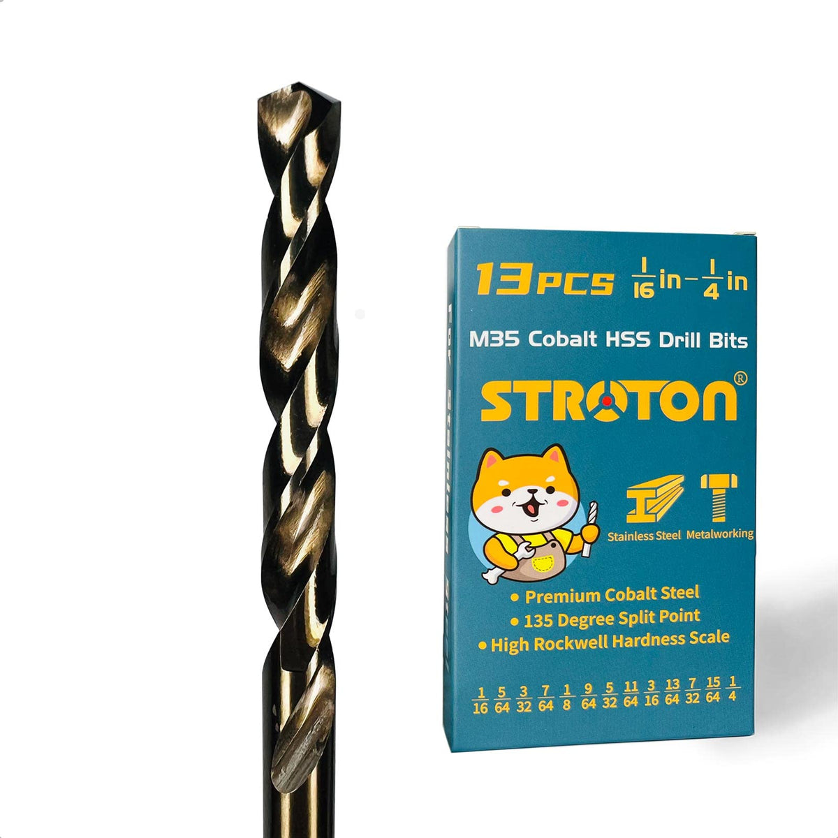 STROTON cobalt drill bits close-up edge showing sharp cutting tips for clean holes
