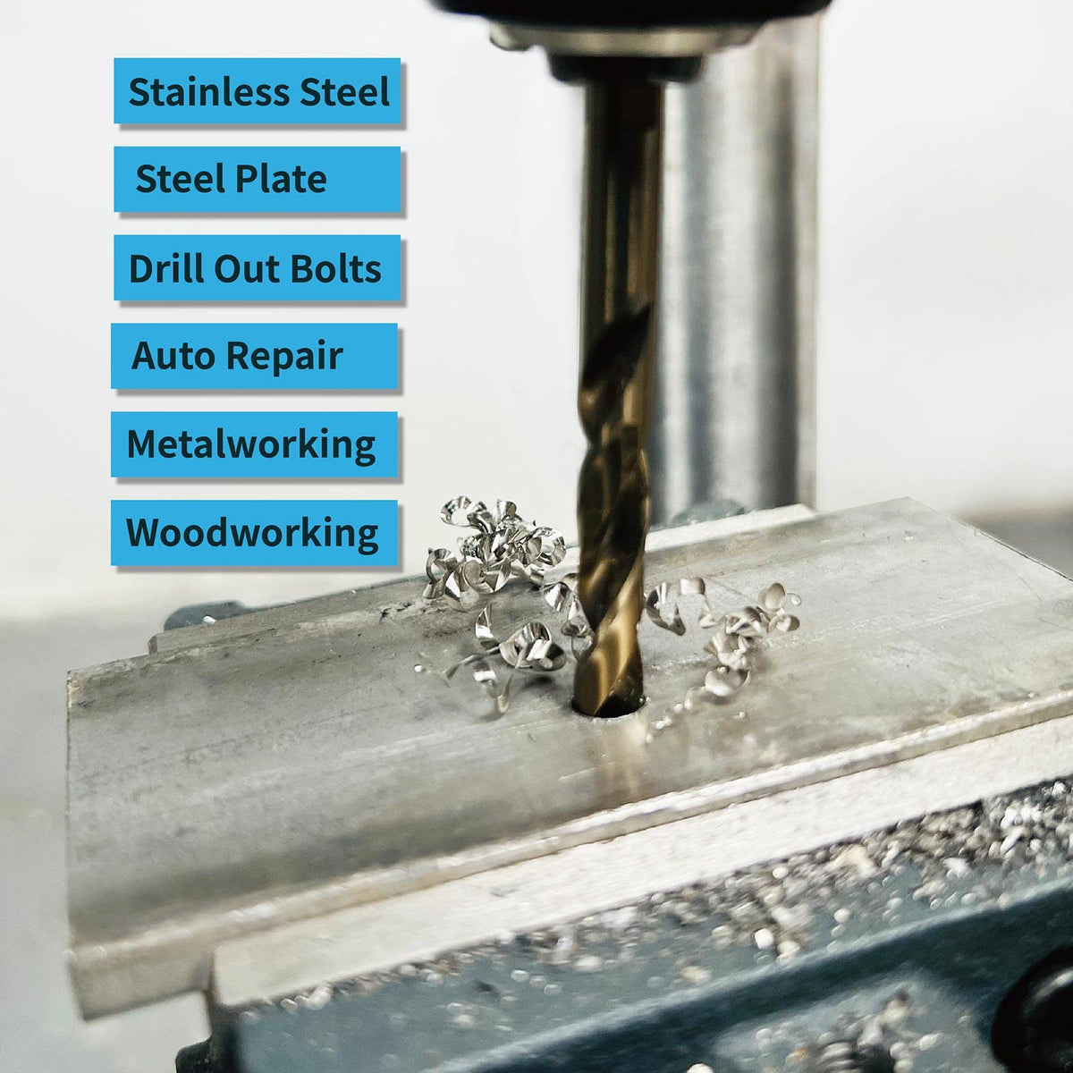 STROTON cobalt drill bits cutting through hardened metal with precision