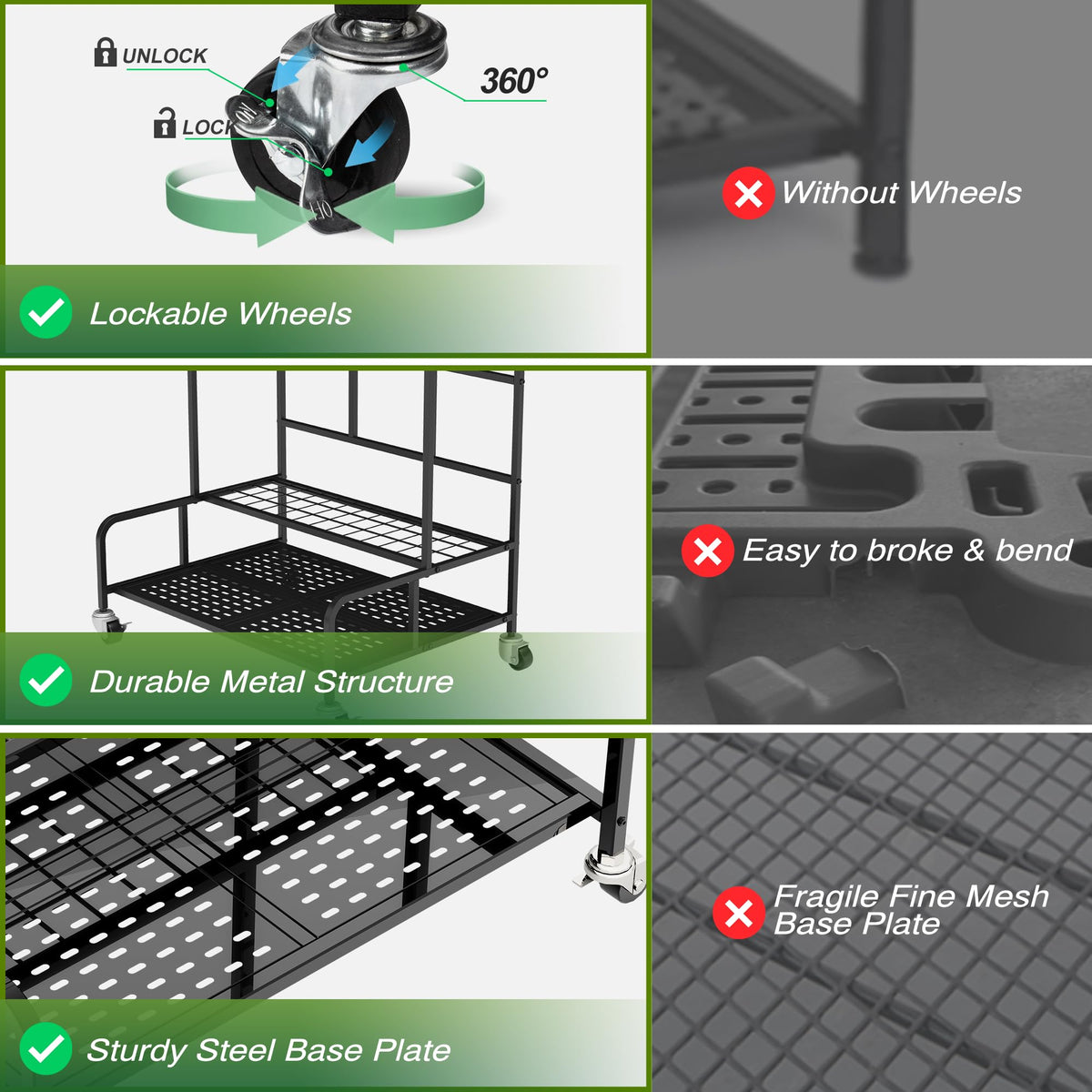 Sttoraboks four lockable wheels enable easy movement of the rack