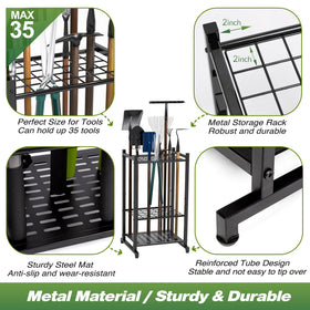 Sttoraboks garden tool holder dimension-17x12x29 demonstrates ample capacity for 35 tools.