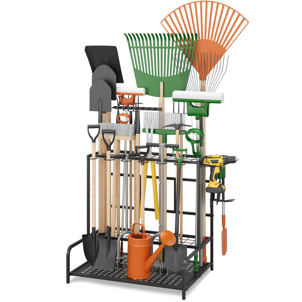 Sttoraboks garden tool organizer rack front view showing 39-tool capacity