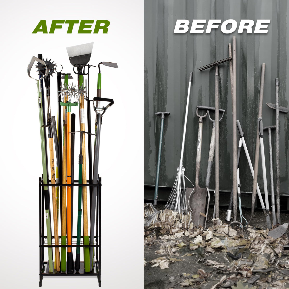 Sttoraboks heavy-duty-steel-rack proves sturdy, reliable tool storage for shed and yard.