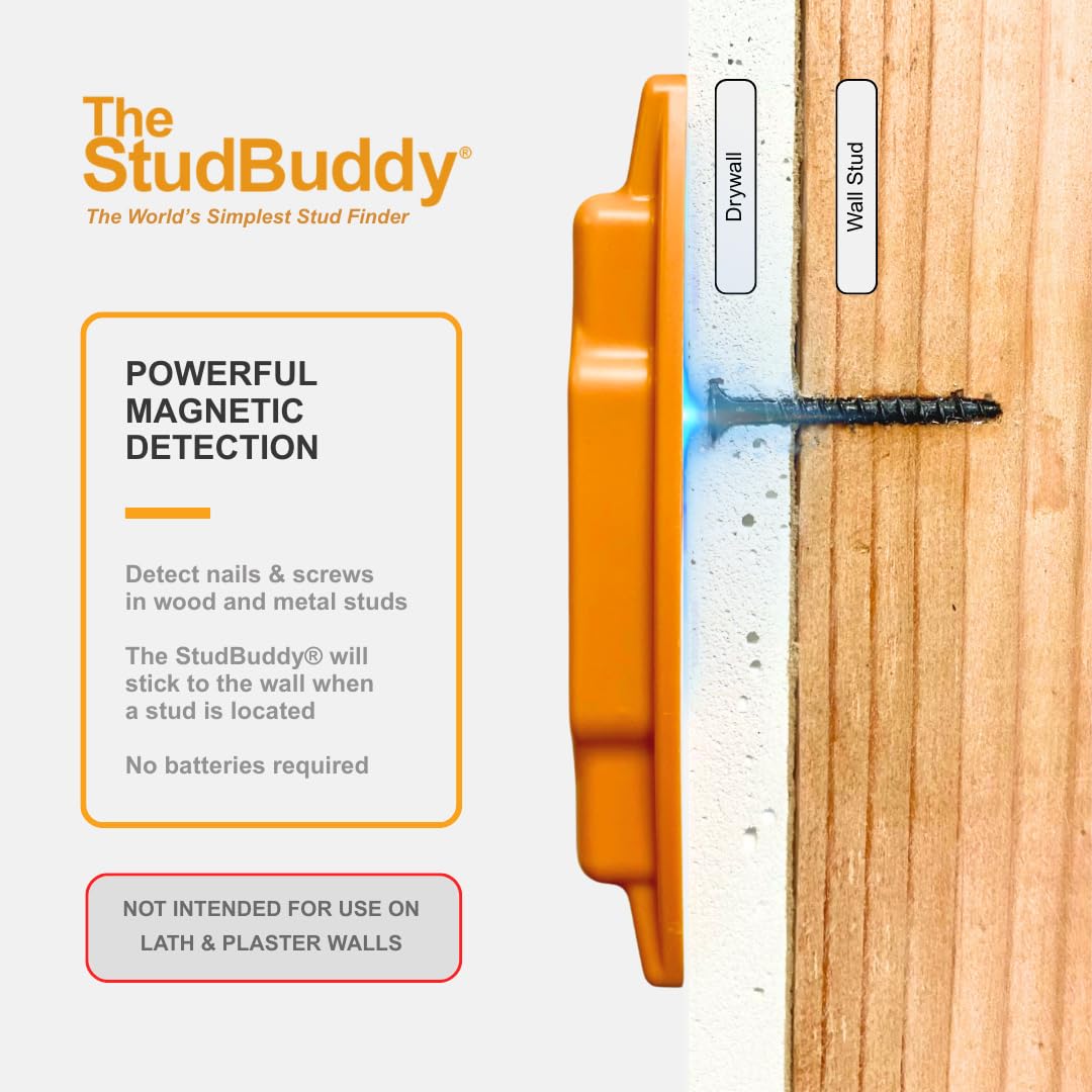 The StudBuddy efficiently detects studs in drywall and wood.