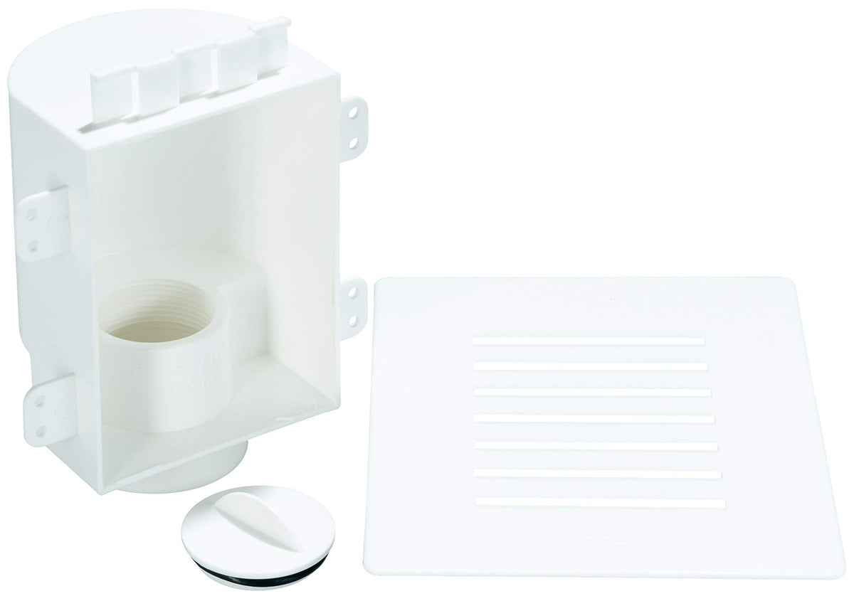 Studor recessed box front view showing slim cabinet-friendly profile.