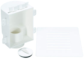 Studor recessed box front view showing slim cabinet-friendly profile.