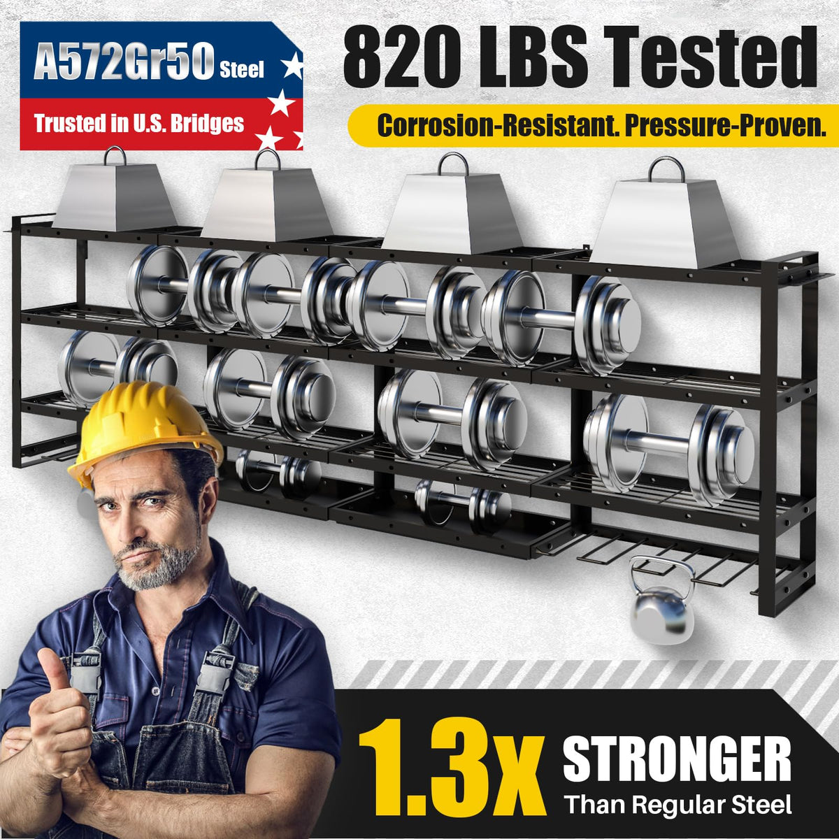 SturdiFlow XLarge corner-fit installation demonstrates flexible garage layout
