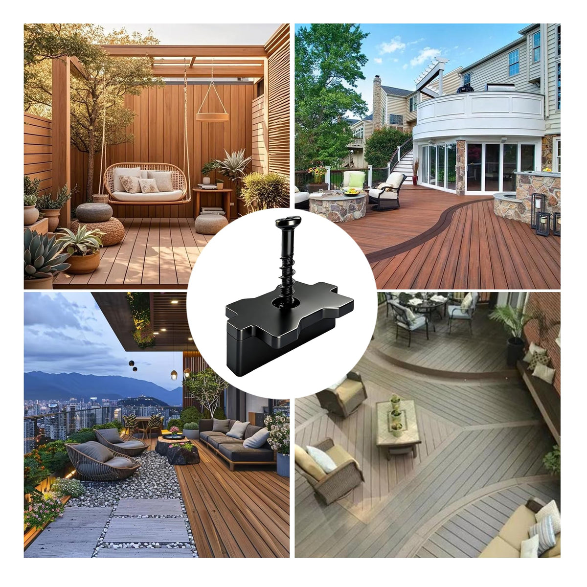 Stvyar hidden deck fasteners with 5 drive bits enable quick installation.