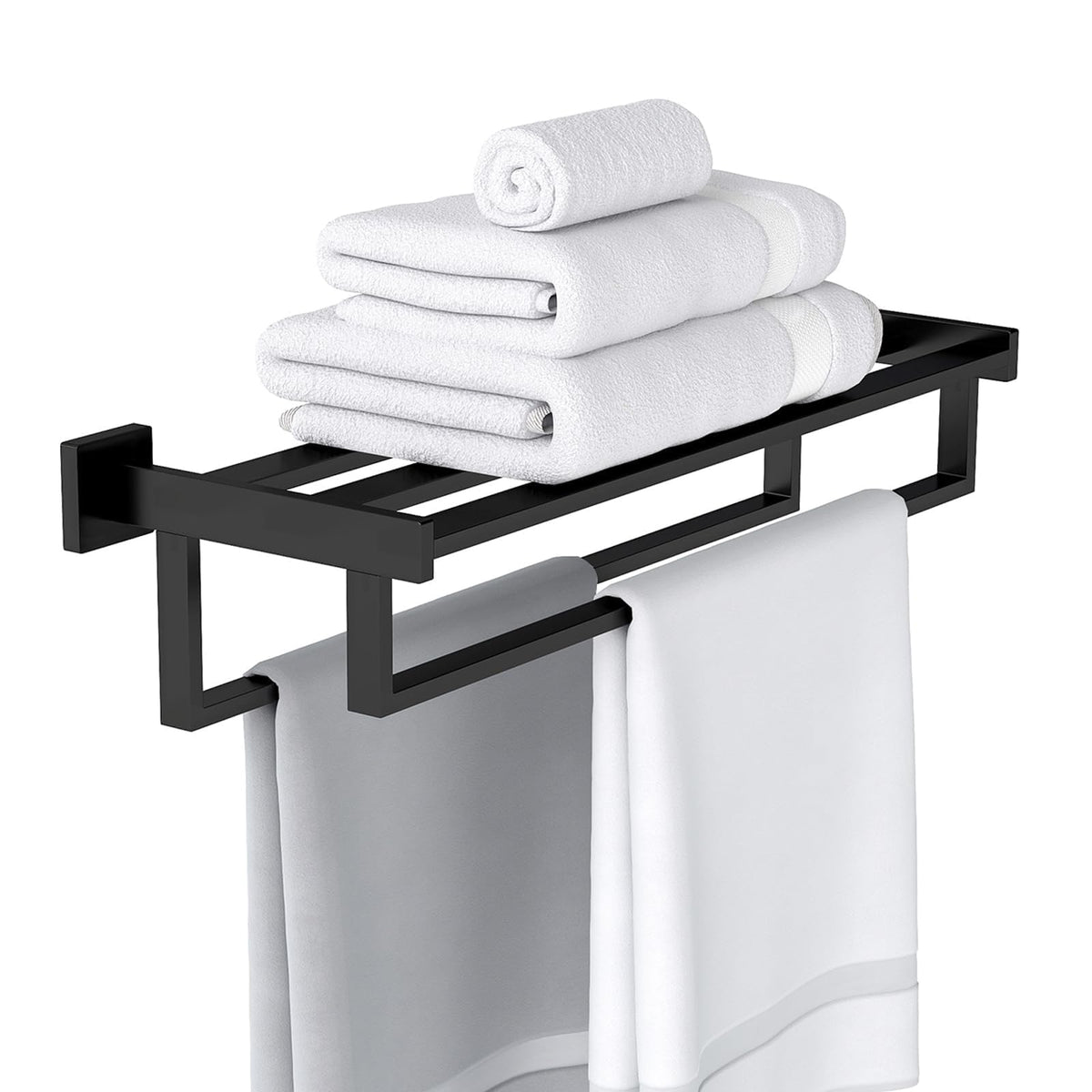 STWWO 24-inch double towel bar on wall keeps towels organized and dry.