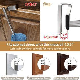 STWWO adjustable fix hooks fit various cabinet door thicknesses for a snug grip.