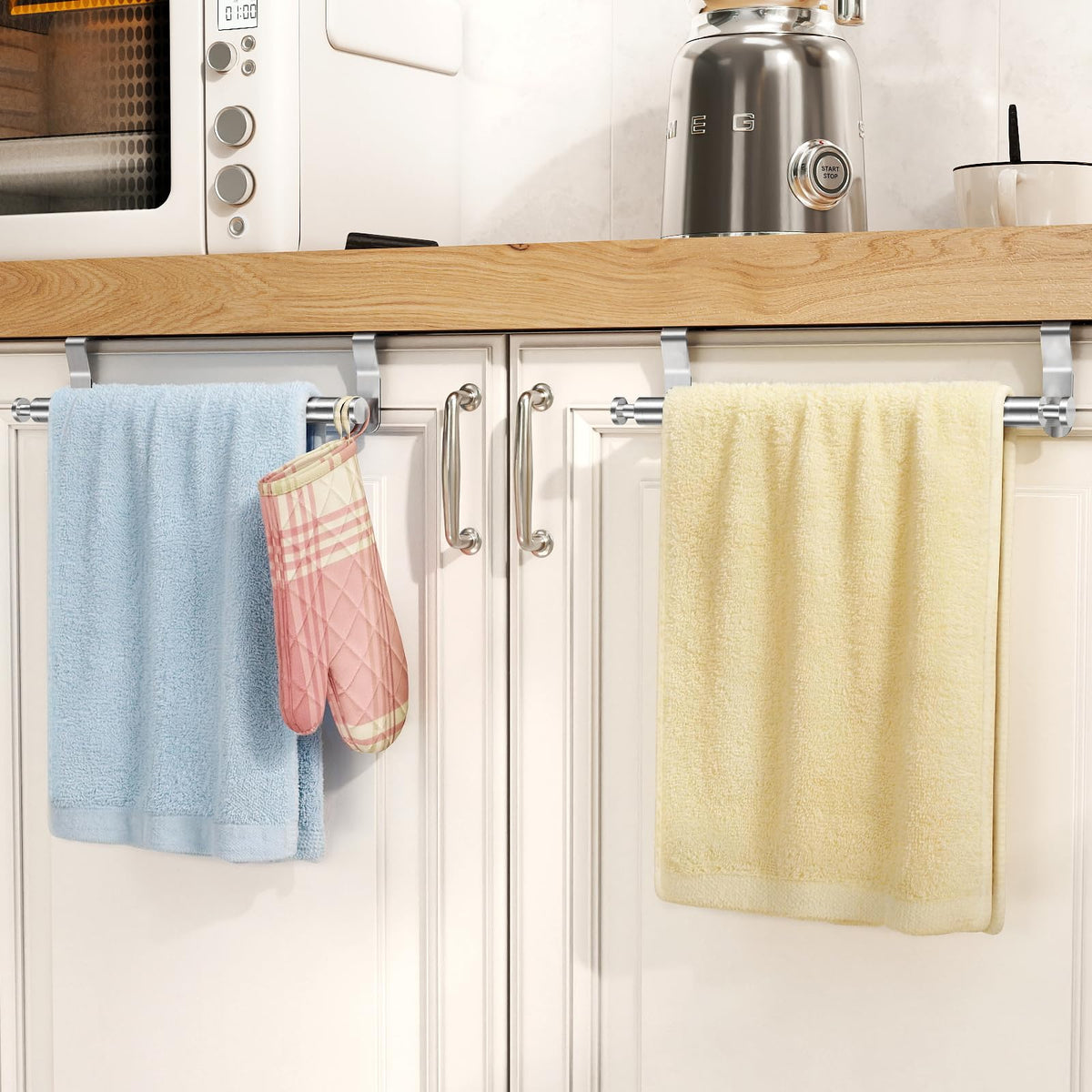 STWWO brushed nickel stainless steel finish adds modern style to the kitchen.