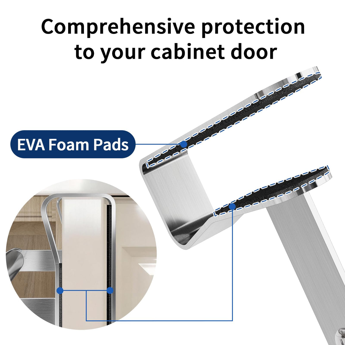 STWWO brushed nickel towel holder with adjustable hooks for various door thicknesses.