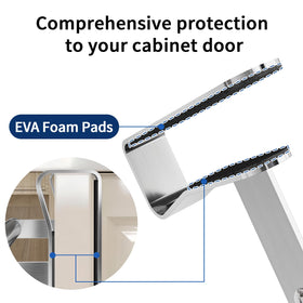 STWWO brushed nickel towel holder with adjustable hooks for various door thicknesses.