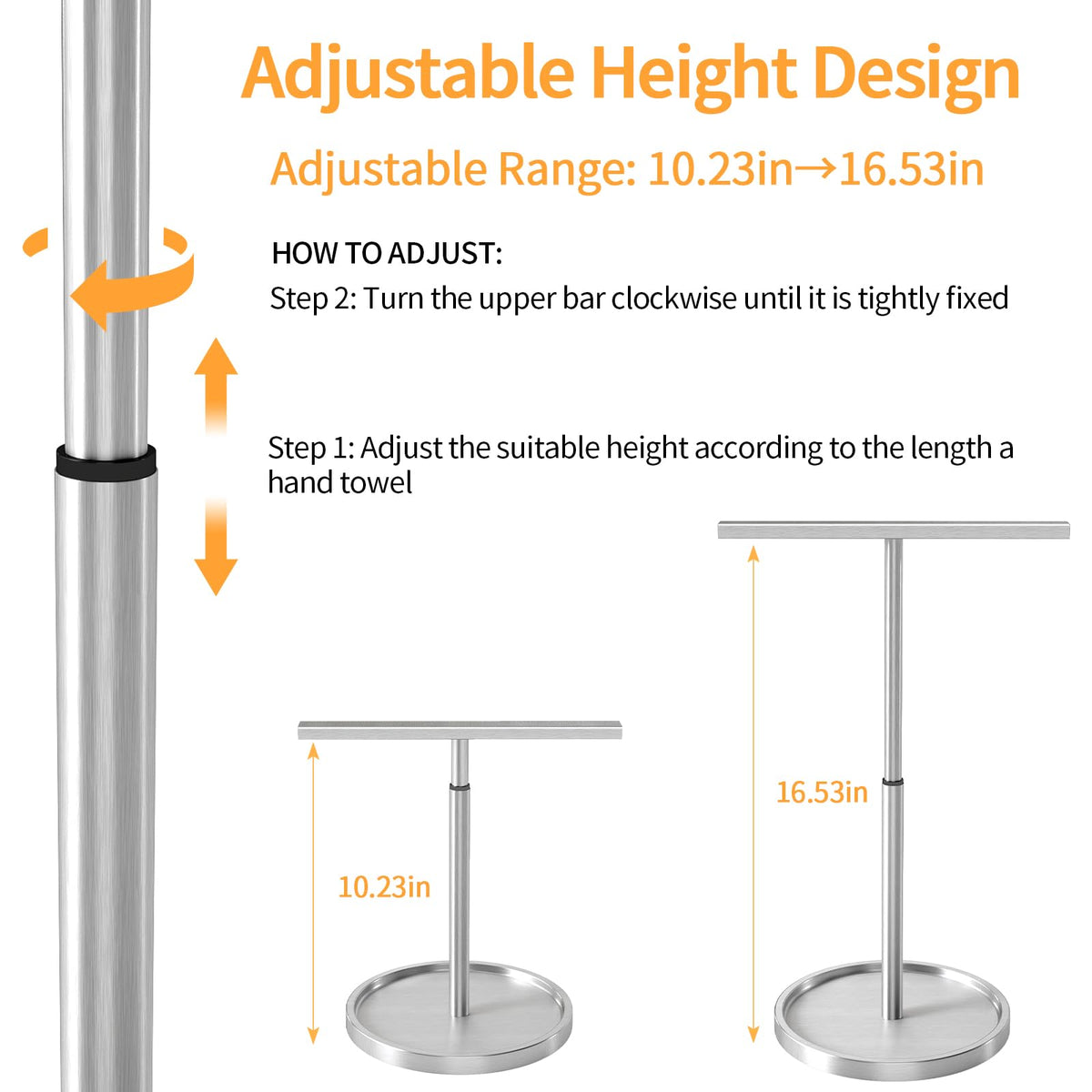 STWWO easy-assembly towel stand shown without tools.