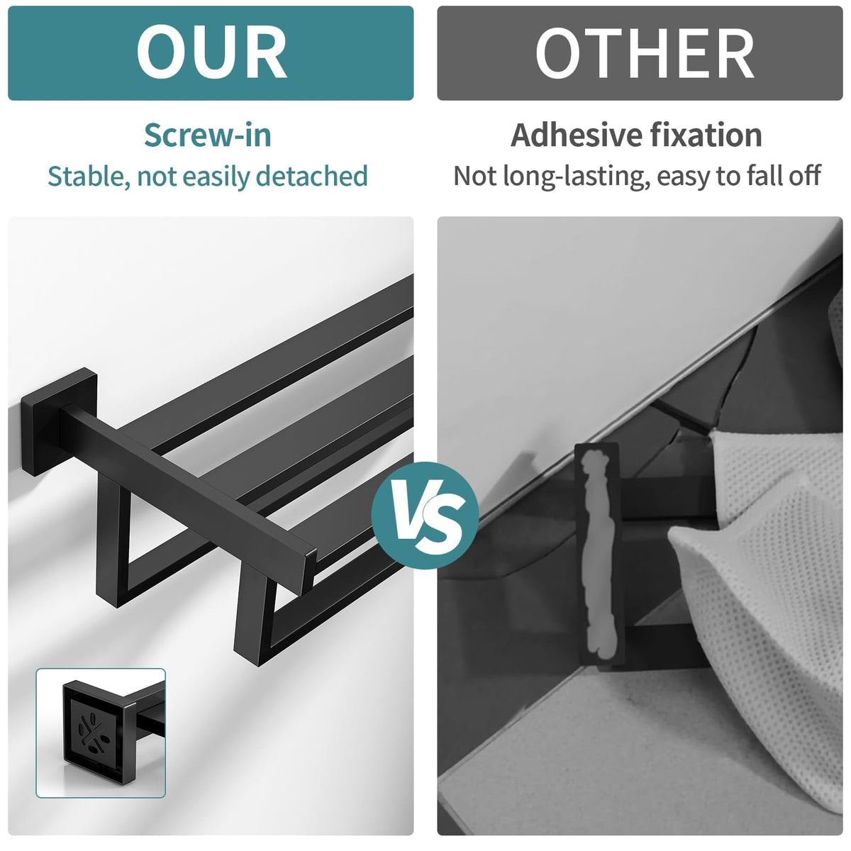 Scratch-resistant matte black surface endures daily bathroom use.