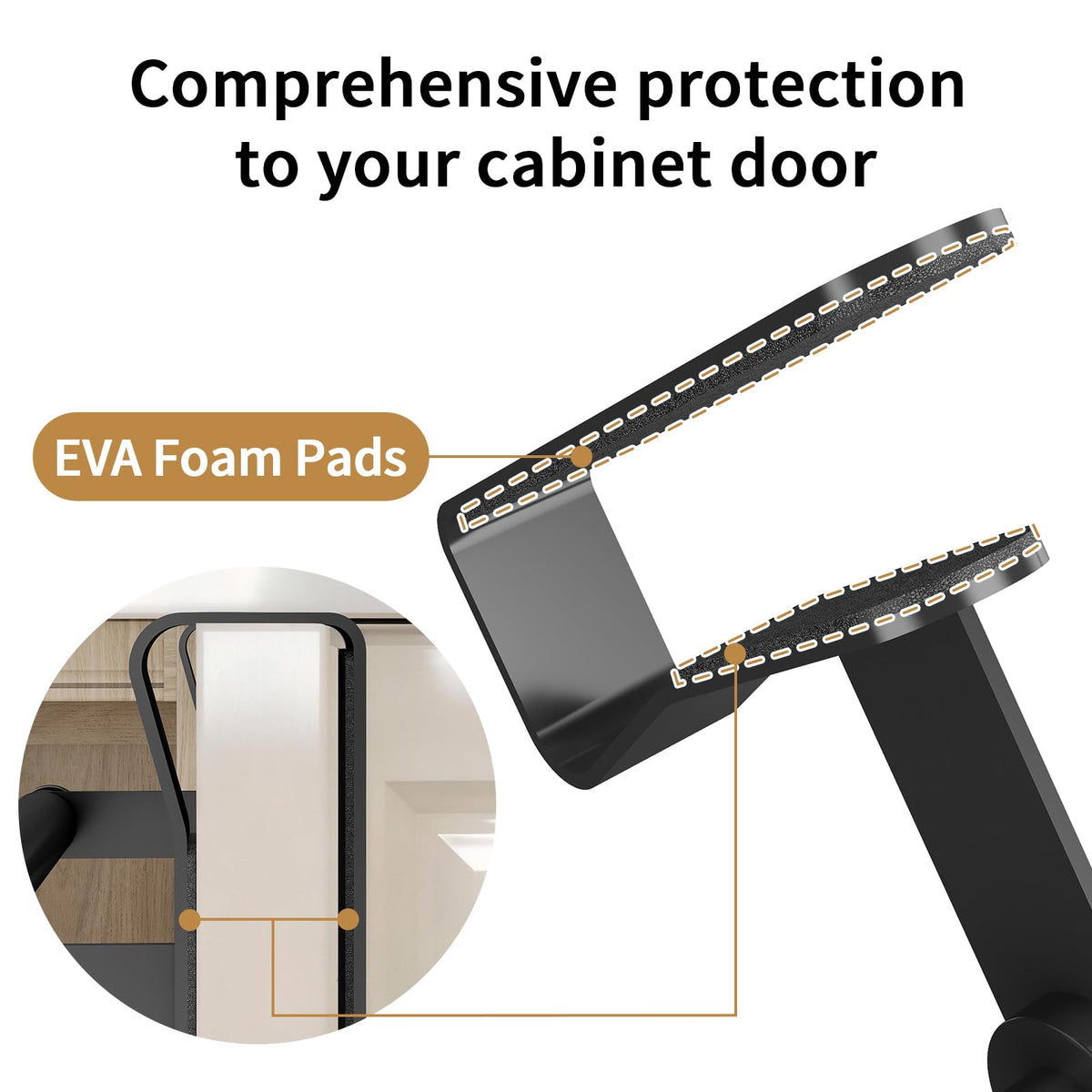 EVA pads protect cabinet doors from scratches during use.