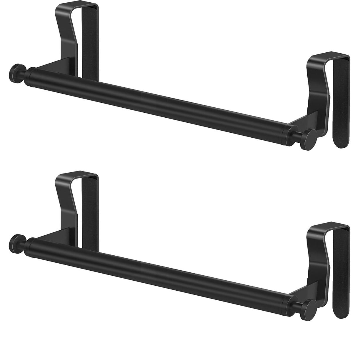 STWWO on-door towel holder secures towels neatly in the kitchen.