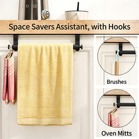 Two added hooks offer extra space for mitts and towels.