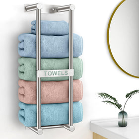 STWWO towel rack 22-inch wall mount in brushed nickel for space-saving towel storage.