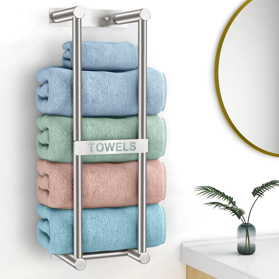 STWWO towel rack 22-inch wall mount in brushed nickel for space-saving towel storage.