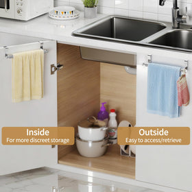 STWWO two-pack helps organize towels across multiple cabinet doors.