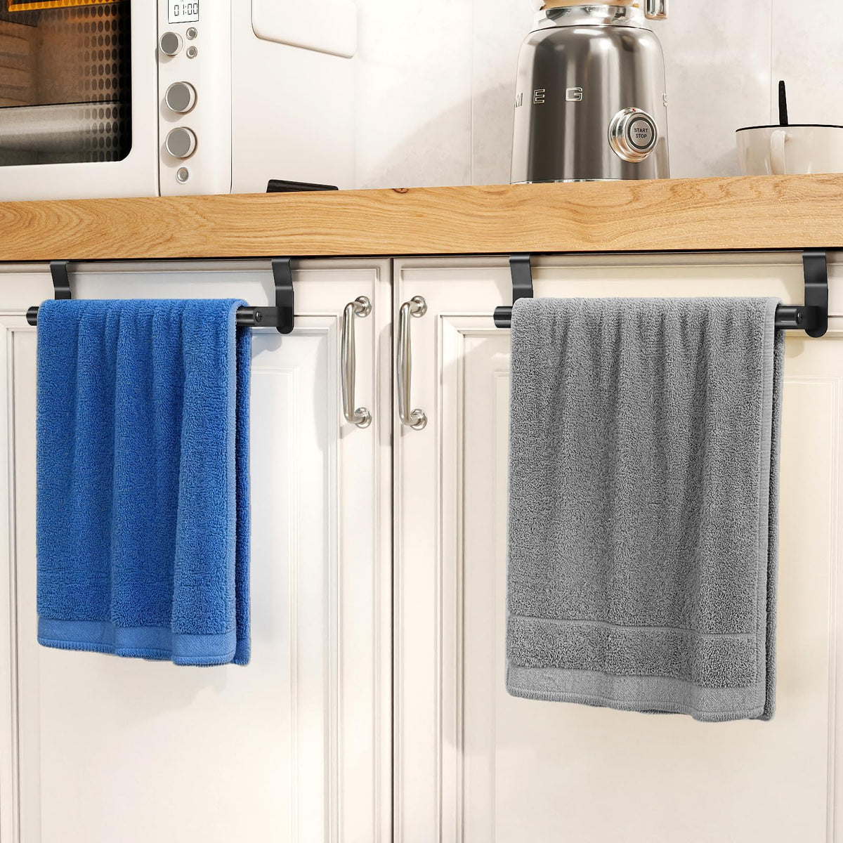 STWWO two-pack over-cabinet towel holders for versatile kitchen setup