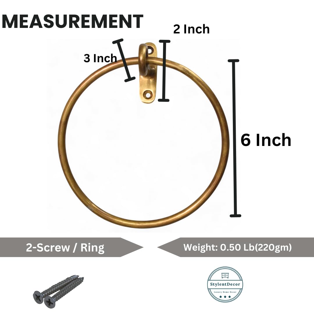 Stylentdecor handcrafted brass towel ring, unique artisanal touch for upscale bathrooms.
