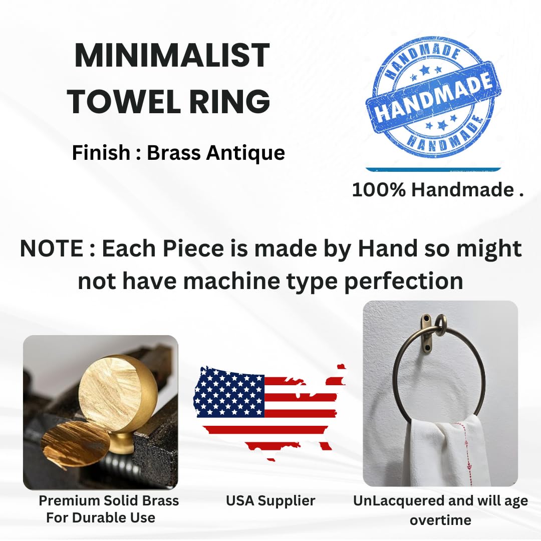 Stylentdecor kitchen towel ring, round brass holder helps tidy counters.